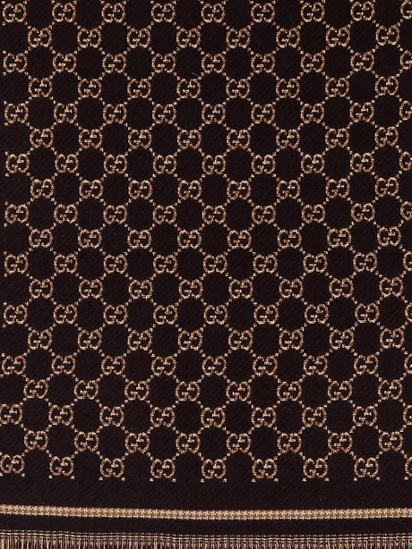 Gucci GG wool jacquard scarf - Coffeebeige