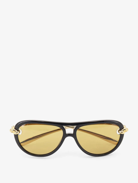 Bottega Veneta Aviator Knot acetate sunglasses - Blackgoldyellow