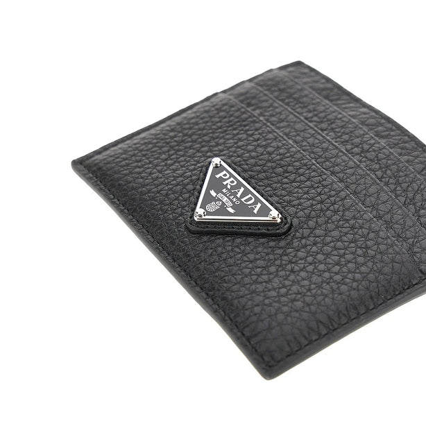PRADA Grained leather cardholder with logo
