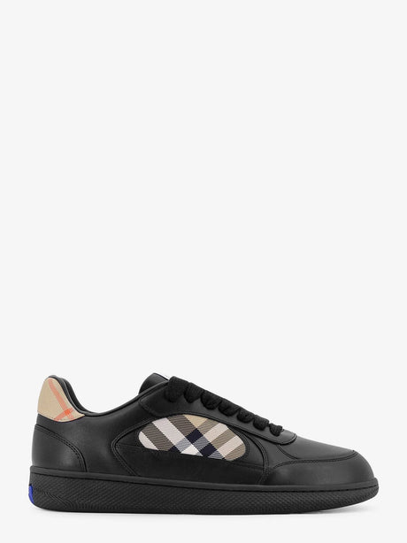 Burberry Leather sneakers with Traditional Check inserts - Black/Sand Ip Chk