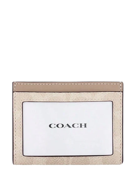 Coach Slim ID Card Case In Signature Canvas - Sand/Taupe