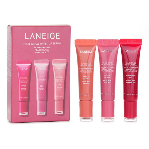 Glaze Craze Tinted Lip Serum Set - # Peach Glaze & Maple Glaze & Raspberry Jam - 12g x 3