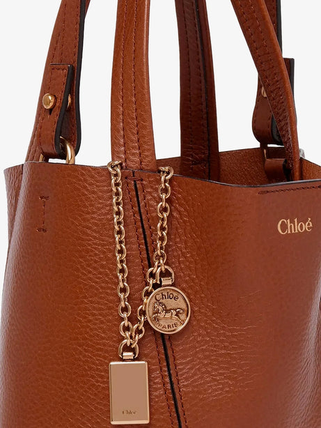 Chloe' Chloé Spin leather crossbody bag - Blushy Brown