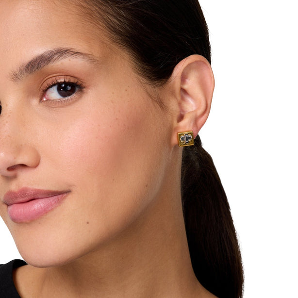 Kate Spade Phoebe Turnlock Studs Earrings - Gold/ Silver KL498