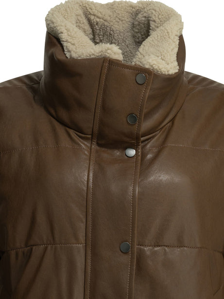 Brunello Cucinelli Padded Shearling Jacket - Brown