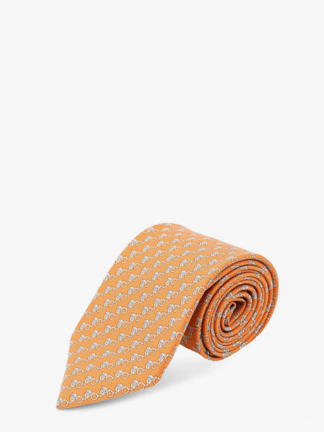 Ferragamo Sik tie with Owl print - Arancio