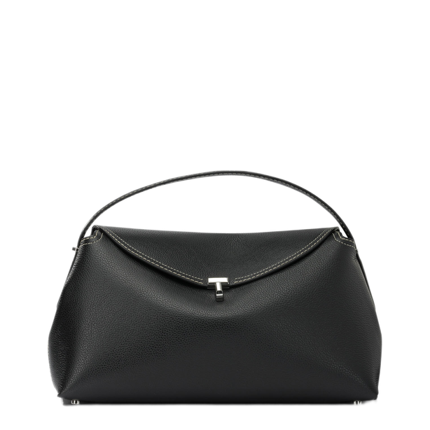 Medium Grained Leather Handbag - Black