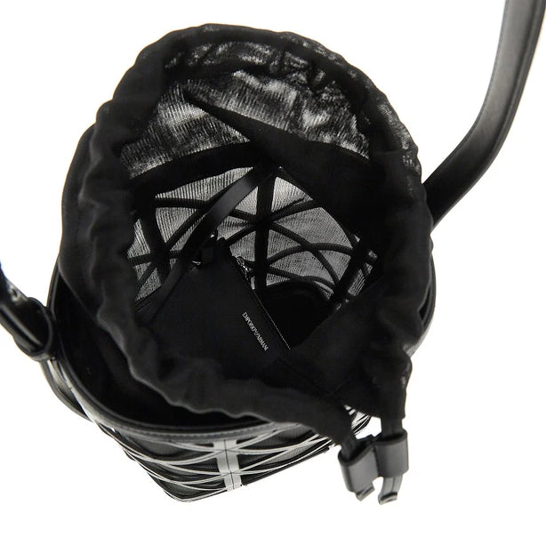 EMPORIO ARMANI Faux leather and mesh bucket bag