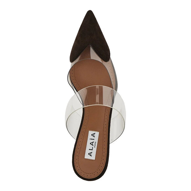 ALAIA Suede leather 'Le Coeur' wedge mules