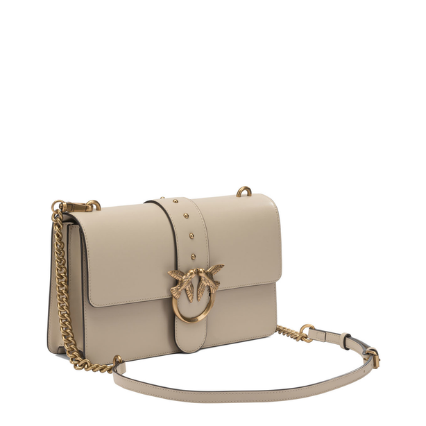 Love Bag One Medium Leather Crossbody - Beige