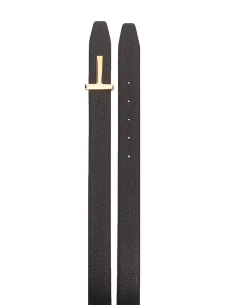 Grained Leather T-Buckle Belt