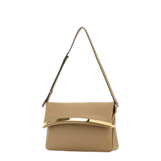 Beige Leather Shoulder Bag