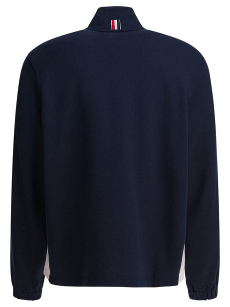 Thom Browne Sweatshirt with half zipper and logo - Blue