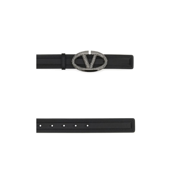 Black Leather Vlogo Belt