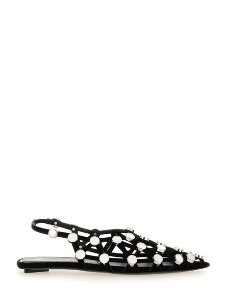 Grid Rhinestone Ballerina Shoes