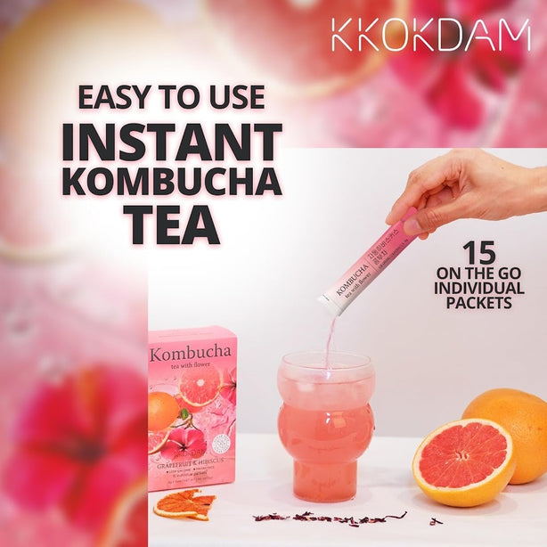 [KKOKDAM] Flower Kombucha Powder Tea 75g 15Packs _ Grapefruit & Hibiscus [International Shipping]