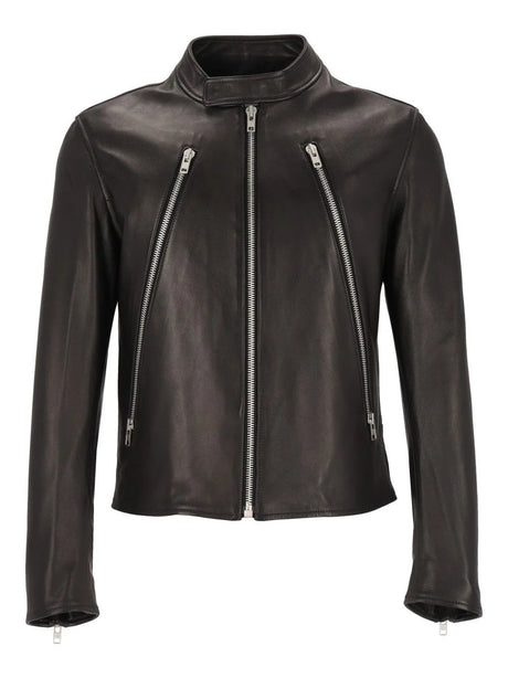 Maison Margiela 5-Zip Leather Jacket - Black
