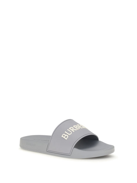 Burberry Logo Slides - Marble Grey/Dove Bei