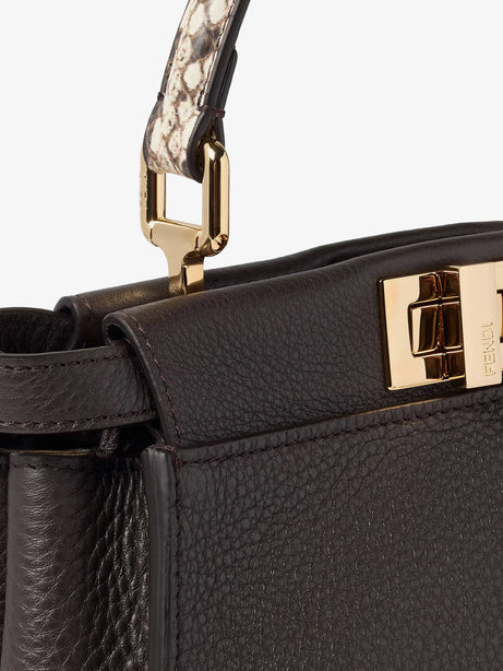 Fendi Peekaboo Mini hammered leather handbag - Ebanoroccia