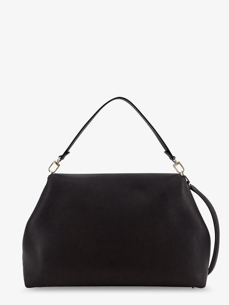 Toteme T-Lock Leather Shoulder Bag - Black