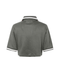 Green Short Sleeves Polo Collar Cropped Top