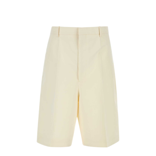 Ivory Cotton Blend Bermuda Shorts