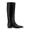Black Leather Lune Flat Boots