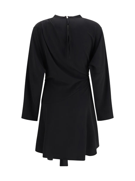 Draped Knot Crepe Mini Dress