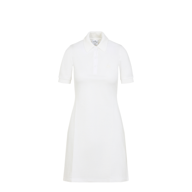 Natural White Cotton Piqu Polo Dress