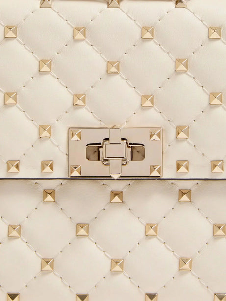 Valentino Garavani Rockstud Spike leather crossbody bag with iconic all-over studs - Lightivory