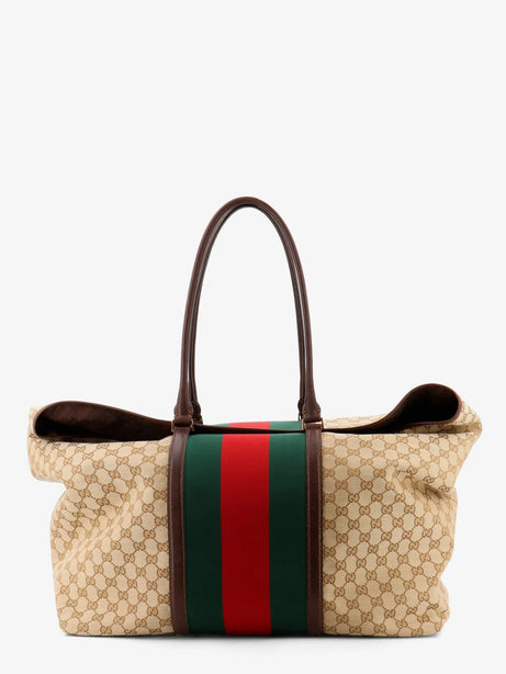 Gucci GG fabric travel bag with Web detail on the front - Vintsanddkbr