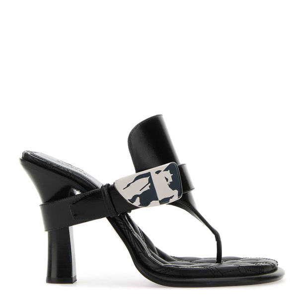 Black Leather Bay Thong Mules
