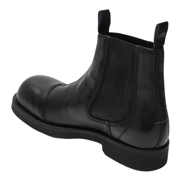 Black Leather Chelsea Biker Boots