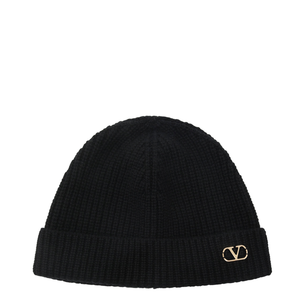 Black Vlogo Signature Cashmere Beanie