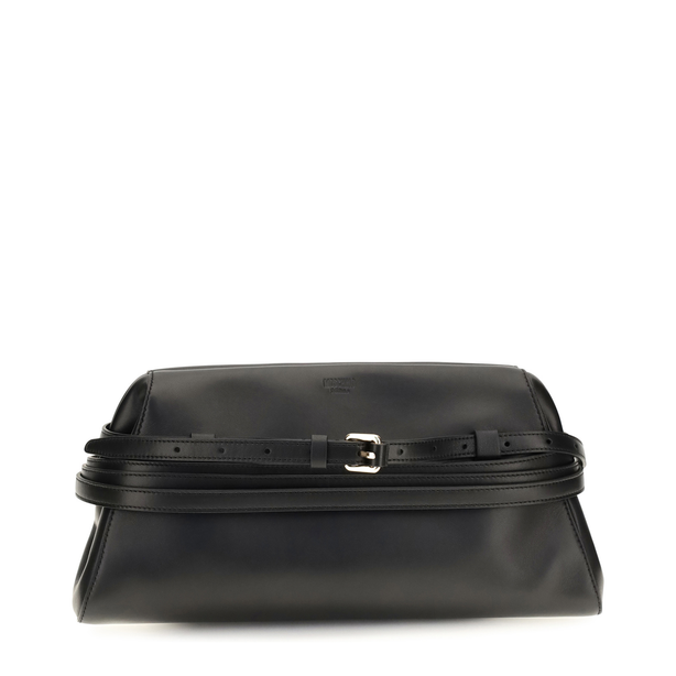 Leather Clutch With Buckle Detail