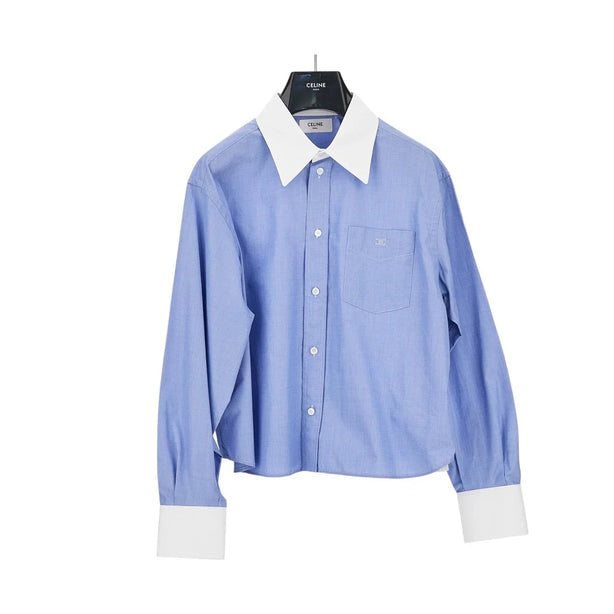 CELINE Oxford cotton shirt with poplin details