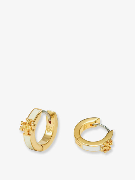Tory Burch Icon Enamel Huggie Earrings - Torygoldnewivory
