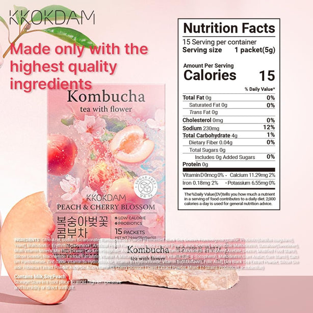 [KKOKDAM] Flower Kombucha Powder Tea 75g 15Packs_ Peach & Cherry Blossom [International Shipping]