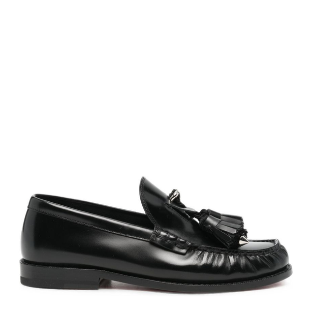 Christian Louboutin Black Polished Finish Tassel Detail Flat Shoes