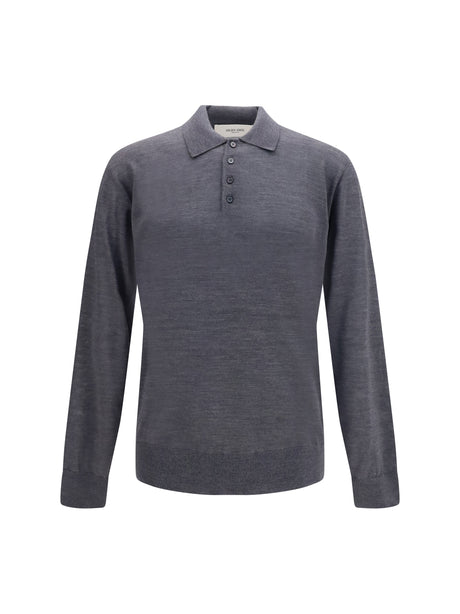 Charcoal Virgin Wool Polo with Golden Applications