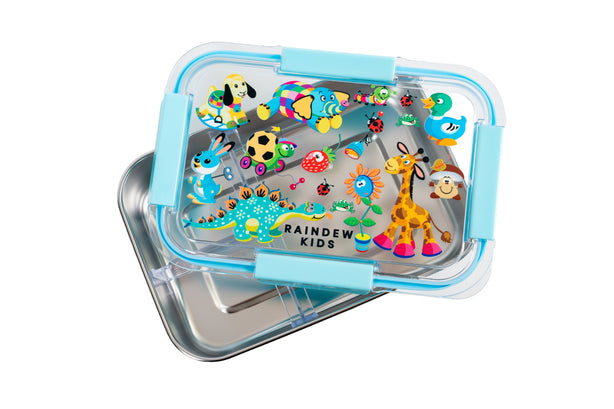 Raindew Kids  Animal Lover Lunch Box  Removable Divider for Versatile Meal Options and Easy Washing.  High-Quality Food-grade Stainless Steel – Safe, Rust-free, BPA-free and Textured Base-anti slip