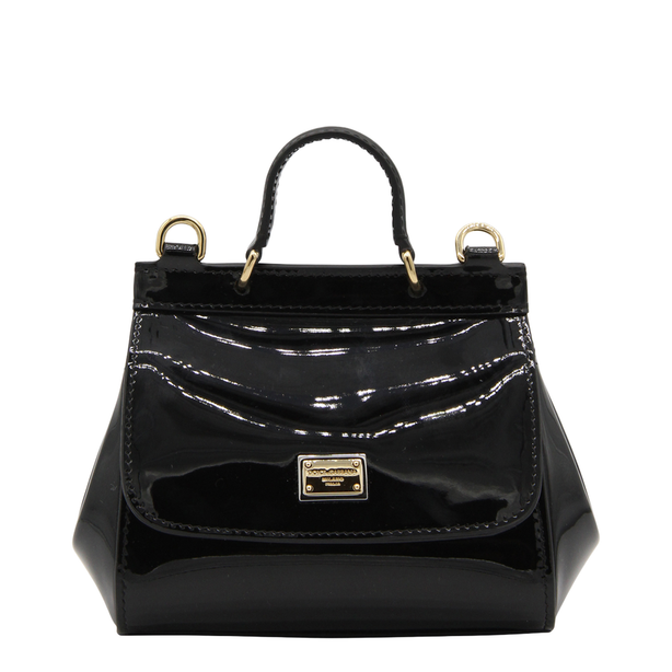 Sicily Mini Patent Leather Bag - Black