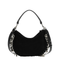 Soft Suede Zipped Shoulder Bag - Black