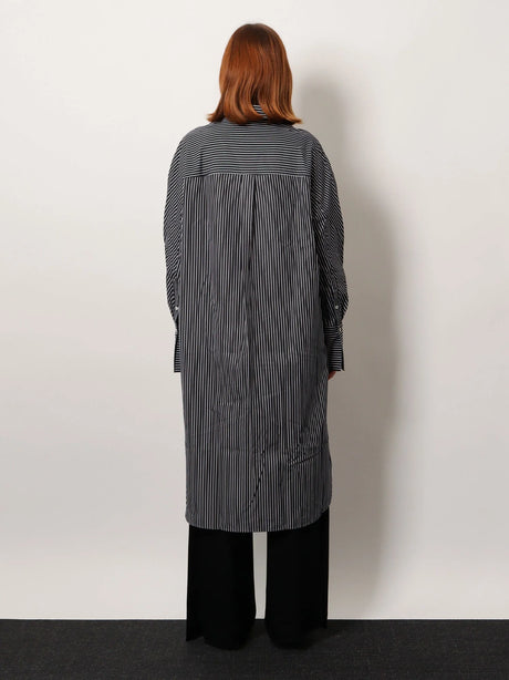 Toteme Striped Kimono-Sleeve Shirtdress - Black/White