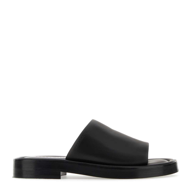 Black Nappa Leather Slippers