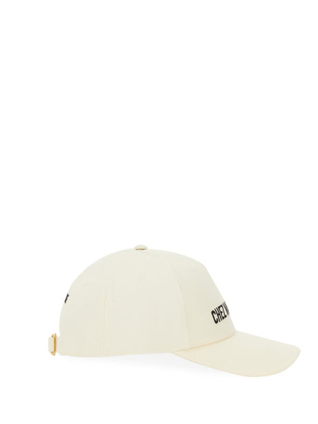 Ivory Cotton Baseball Cap with Adjustable Embroidered Logo
