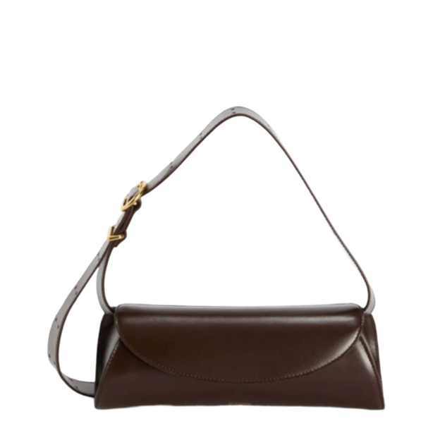 Cannolo Small Calfskin Shoulder Bag - Dark Brown