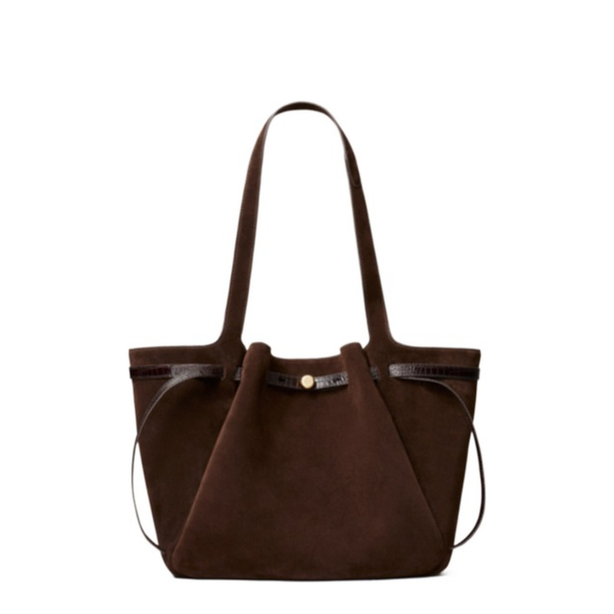 Romy Medium Suede Tote - Dark Cocoa