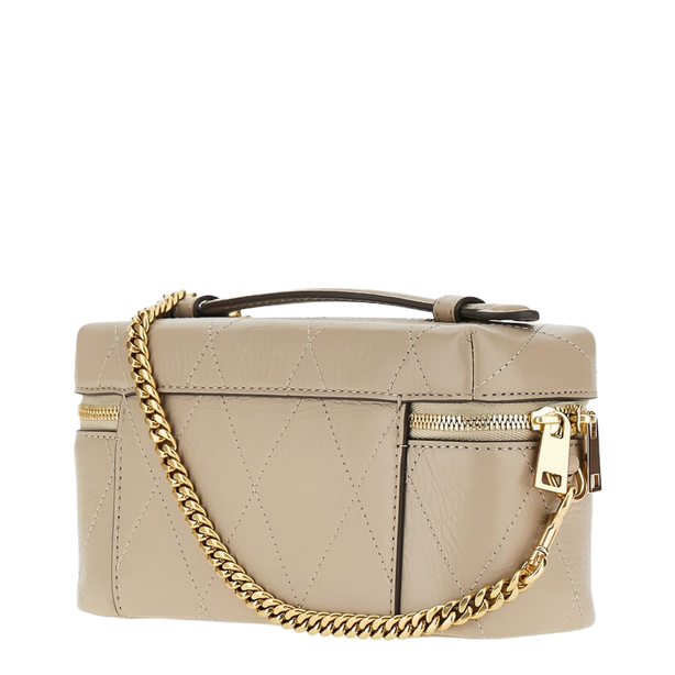 Charlie Pebbled Leather Vanity Case - Soft Cement