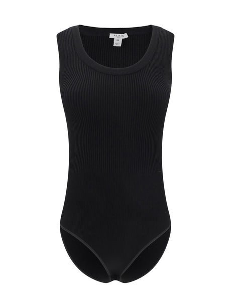 AlaïA Ribbed design Bodysuit - Noir Alaia
